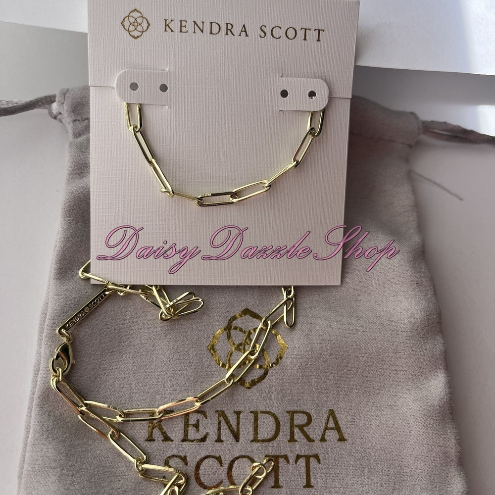 ✨Defective Kendra Scott Courtney Paperclip Necklace Fashion Jewelry Gold New ✨ - Picture 6 of 8
